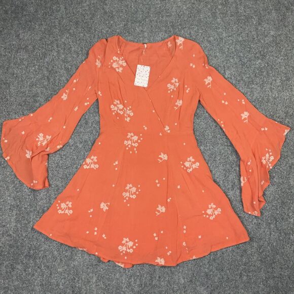 Free People Orange Floral Mini Dress - Picture 1 of 10